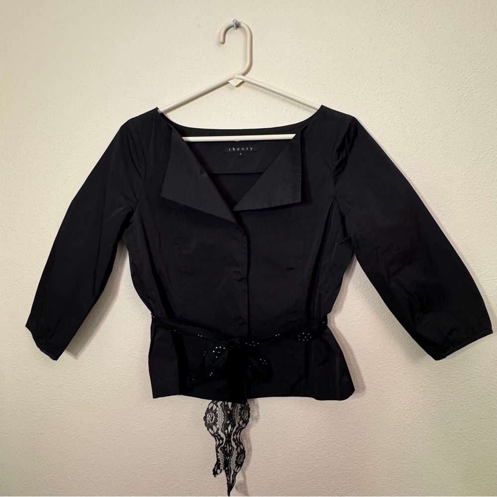 Theory Cropped Belted Blazer - Picture 10 of 16